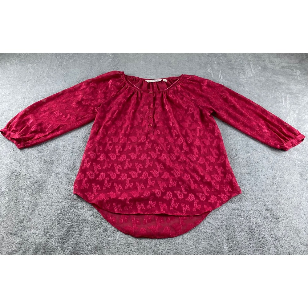 Lauren Conrad Womens Floral Print Long Sleeve‎ Pullover Blouse Top M